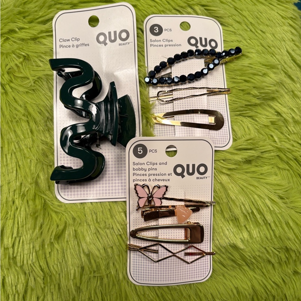 Kids Hair Accessory Set - Green, Black, Pink